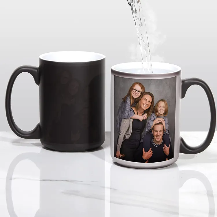 Benutzer definiertes Logo Personal isierte umwelt freundliche Farbwechsel druck Keramik becher Tragbare Lebensmittel qualität 15 Unzen Sublimation Magic Coffee Mug