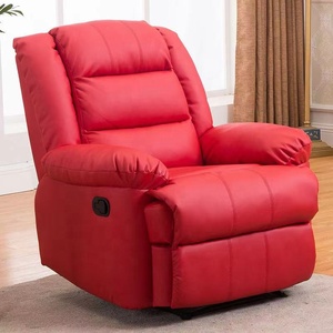 Canapé inclinable rotatif en cuir rouge d'Italie pour le salon - Product Image 1