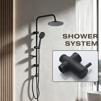 Colonne de douche carrée moderne noire mate polie, système de robinetterie murale pour salle de bain avec mitigeur en céramique à poignée unique