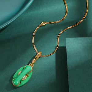 <span class=keywords><strong>Collier</strong></span> pendentif téléphone rotatif vert émail, breloque téléphone 3D ouvrable, bijoux pour femme - Product Image 4
