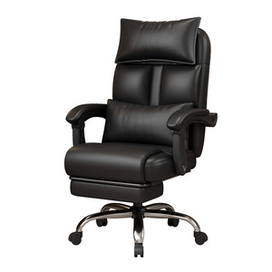 Ergonomic Office <b>Chair</b> With Footrest Reclining Computer <b>Chair</b> For Home <b>Study</b> Room Work Desk <b>Chair</b> Black Leather Style - Product Image 4