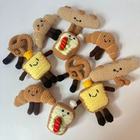 Porte-clés en peluche crochetée en coton doux, fait main, écologique, en forme de crème glacée, jouet de jeu d'imitation alimentaire, Amigurumi Kawaii, breloque de sac en forme 3D