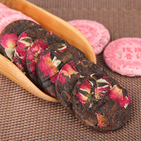 Gâteau de thé Pu'er fermenté parfumé à la double rose - Emballage en sachet de thé santé sans conservateurs, qualité supérieure