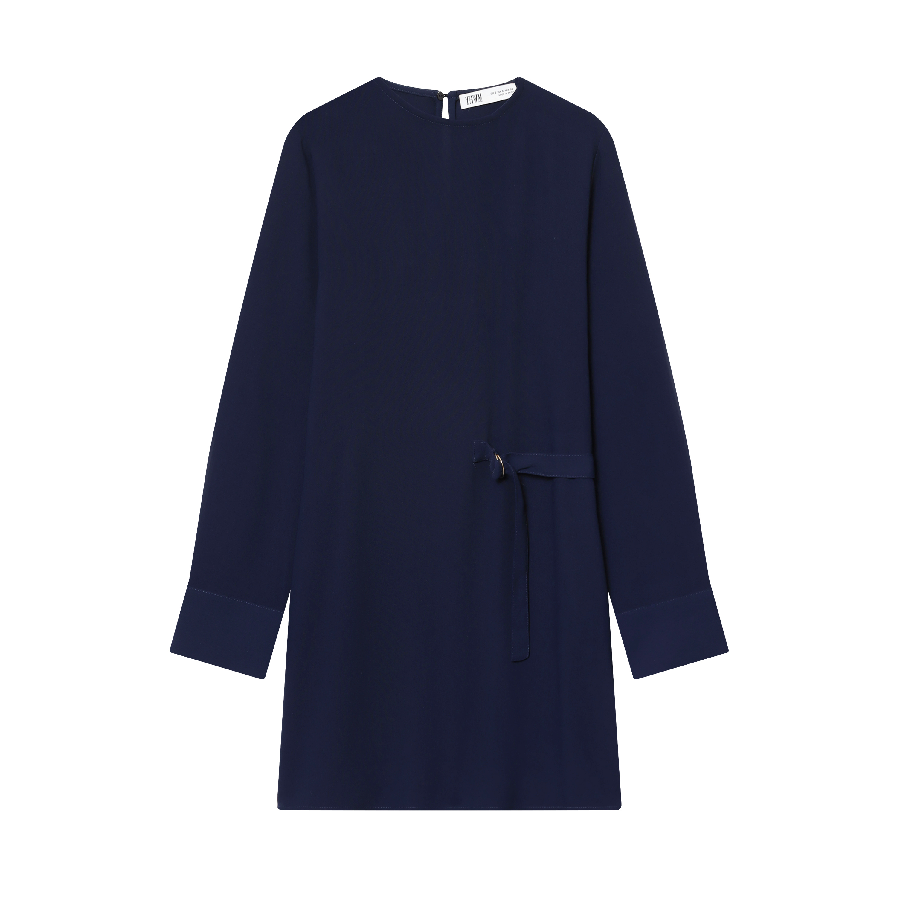 knee length dresses for ladies Alayna | Navy Long-Sleeve Maxi Dress with Ruffled Split main image 1