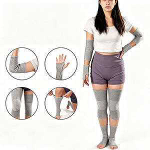 Bandage de protection sportive en bambou tricoté élastique, genouillère réglable et coudières de sport - Product Image 1