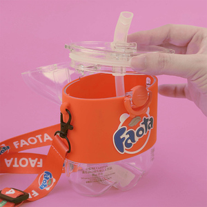 زجاجة ماء القش المحمولة الصيفية في الهواء الطلق مع غلاية غطاء منبثق للطلاب للحفلات - Product Image 3