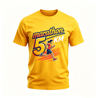 T-shirt de course personnalisé imprimé en sérigraphie bleu sarcelle pour marathon 5 km, idéal pour l'organisation d'événements sportifs et les projets à grande échelle