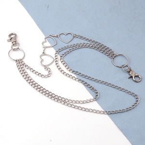 โซ่คาดเอวรูปหัวใจหลายชั้น โลหะผสมสังกะสี สไตล์ฮิปฮอป สำหรับสวมใส่ทุกวัน สำหรับทุกเพศ - Product Image 4