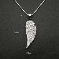 Venta al por mayor Hip Hop 18K chapado en oro de acero inoxidable con incrustaciones de circón alas de Ángel colgante con collar de cadena para hombres y mujeres (BN131)
