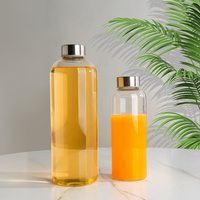 Bouteille d'eau en verre borosilicate à double paroi isolée JIANMEI moderne, sans BPA, 500 ml/1000 ml, bouchon en acier inoxydable anti-fuite