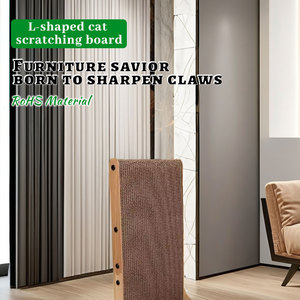 2024 portabel kertas bergelombang papan garuk kucing dalam ruangan kucing dan anak kucing berbentuk L tempat menggaruk kucing - Product Image 4