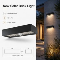 Lampe solaire murale de jardin brevetée de qualité supérieure, IP65, ABS et PC, alimentée par batterie DC, LED 150LM/W, CRI 80, 6000K, lumière du jour, rechargeable