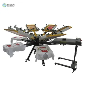 cheap 6 color 6 station manual carousel textile dtg t shirt screen printing machine for sale