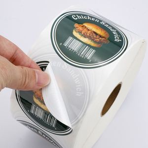 Étiquette autocollante ronde en vinyle imperméable et résistante à la chaleur pour sandwich au poulet, avec code-barres pour l'emballage alimentaire - Product Image 2
