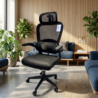 Chaise de bureau ergonomique moderne à dossier haut réglable en maille avec base en nylon, pivotante, pour le travail à domicile (vente en gros)