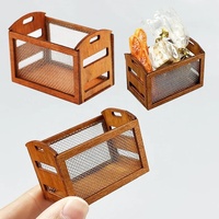 Mini paniers en fil métallique, miniatures pour maison de poupée, petites boîtes de rangement en bois, ornements DIY