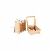 Boîte en bois de pin non fini avec couvercle transparent à fenêtre et loquet métallique pour le rangement de souvenirs et cadeaux