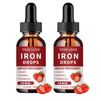 Complément de fer liquide végétalien en gouttes avec vitamine C, folate et vitamine B12 – Maintient des niveaux de fer sains et une immunité optimale