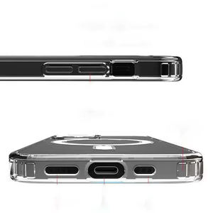 Logo clair chargeur antichoc <span class=keywords><strong>Mag</strong></span> coque de téléphone pour <span class=keywords><strong>iPhone</strong></span> 15/14/13 Pro Max couverture mobile magnétique transparente sûre Plus modèle IQOO - Product Image 2