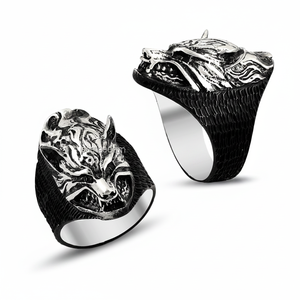 925K Sterling <b>Silver</b> Wolf <b>Men</b> <b>Ring</b> - Product Image 2