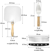 Coupe-pizza en acier inoxydable de 14 pouces serveur pizza en métal tournant ensemble de pelures avec accessoires de manche en bois pliants