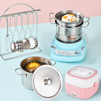 Juego de utensilios de cocina pequeños, casa de juegos de madera, juguete de cocina para niños, utensilios de cocina de plástico envasados en caja, gran propósito educativo
