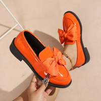 103-2 Chaussures en cuir pour femmes à semelle épaisse et nœud papillon, grande taille, nouvelles chaussures polyvalentes, style britannique, grande taille