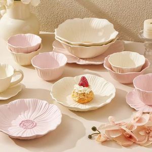 Juego de Vajilla de Cerámica, Plato para Uso Doméstico, Nuevo Modelo 2026, Pintura Mate <span class=keywords><strong>Rosa</strong></span>/Amarilla, Hecho a Mano, Regalo para Celebración de Bodas - Product Image 4