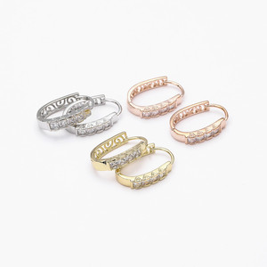 Boucles d'oreilles clipsables en forme de U géométrique, or, argent, or rose, serties de zircon, bijoux de mode pour soirée - Product Image 1
