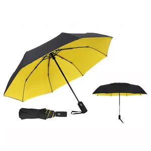 21inch 3 folds double layer automatic umbrella with two tone color