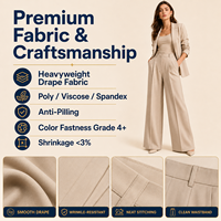 Pantalon de costume large sur mesure pour femme, pantalon ample pour femme, usine OEM ODM, fabricant de vêtements décontractés haut de gamme à marque privée