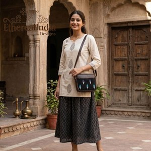 Handmade <b>Black</b> Ikat Crossbody Sling <b>Bag</b> Cotton Ethnic <b>Mini</b> Purse Boho Shoulder <b>Bag</b> - Product Image 4