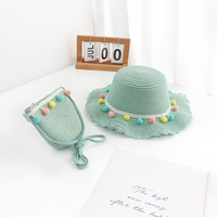 2024 nouvelle mode été sac ample intérieur espace fermeture à glissière plage disquette paille chapeau haut de forme et sac ensemble décoré avec boule en peluche