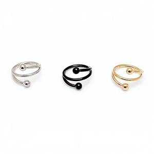 Stainless Steel <b>Nose</b> <b>Ring</b> Double Bead Design Golden And <b>Silver</b> Color For <b>Nose</b> Piercing Jewelry - Product Image 5