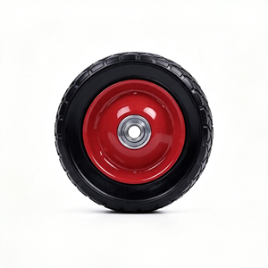 6 Inch Solid Rubber Wheel 6x1.5 Red Steel Rim Small Wheel for Hand Truck <b>Trolley</b> Cart - Product Image 1
