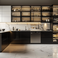Armoires de cuisine murales en acier inoxydable sur mesure en Chine, armoires de cuisine modulaires