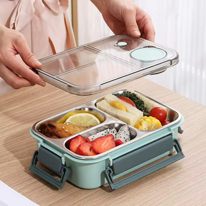 304 Stainless Steel Bento <b>Box</b> Leakproof Children With Spoon Fork Kids <b>School</b> Bento <b>Lunch</b> <b>Box</b> Stainless Steel <b>Lunch</b> <b>Box</b> for Kids - Product Image 2