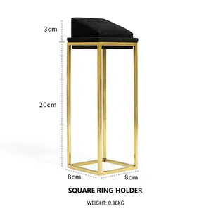 SKQ New Fashion 2023 Jewelry Displays For Store Luxury Jewelry Display Props Black Microfiber Jewelry Stand Display Set