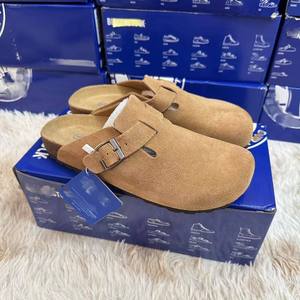 Sandalias planas de exterior tipo mule, zuecos <span class=keywords><strong>Birkenstock</strong></span> Boston de cuero auténtico y ante para mujer, con plantilla de corcho, zueco sólido, ideales para dropshipping. - Product Image 2