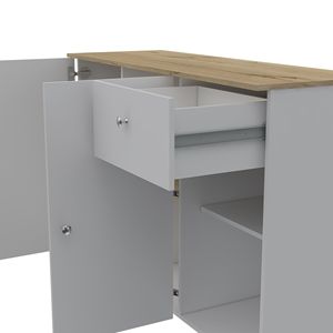 Sayville 2-Drawer 2-<b>Shelf</b> Kitchen Island White and <b>Pine</b> Dual Storage Cart - Product Image 4