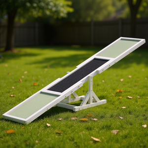 Balançoire en bois blanche pour chien, équipement d'agilité, fournitures d'entraînement pour l'exercice et le développement des compétences des animaux de compagnie - Product Image 2