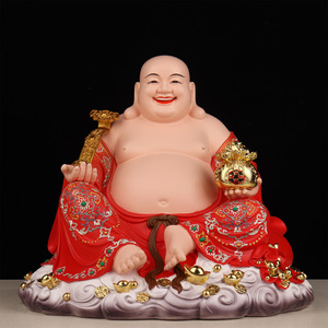 <span class=keywords><strong>Bouddha</strong></span> Maitreya en <span class=keywords><strong>porcelaine</strong></span> poli à la main, ornement d'autel domestique, 12, 16 et 19 pouces, Bodhisattva <span class=keywords><strong>rieur</strong></span> et éclatant de joie - Product Image 2