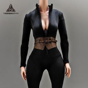 Combinaison à fermeture éclair pour femme à l'échelle 1/6, combinaison à bretelles, ceinture, vêtements, modèle adapté aux figurines de soldats de 12 pouces, poupées - Product Image 3