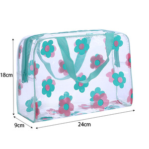 Transparent PVC Floral Cosmetic Makeup Bag Waterproof Large Capacity Portable <strong>Toiletry</strong> <strong>Storage</strong> Tote Handbag for Women Travel - Product Image 2