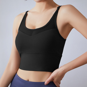 Sujetador de hombro fino para Fitness, diseño cruzado de belleza en la espalda, fijación de forma de realce para Yoga, ropa interior deportiva transpirable a prueba de golpes con estampado - Product Image 2
