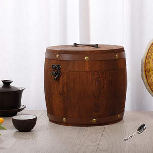 Venta al por mayor barril de cerveza de madera, 1L de madera de roble de gran capacidad Mini sellado portátil a prueba de fugas barril de vino Cubo de almacenamiento doméstico cerveza - Product Image 6