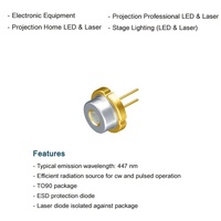 Diode laser bleue Ams-OSRAM PLPT9 450LB_E en boîtier métallique TO90, 440 nm à 455 nm, pour projection, éclairage laser professionnel pour scène
