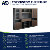Armoire de classement de bureau de direction, portes verrouillables en grain de bois, vitrine en verre et compartiments de rangement multi-ouvert