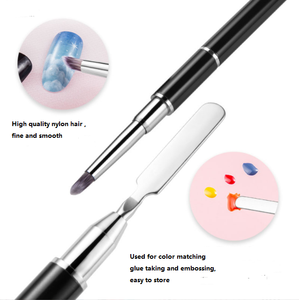Double End Stainless Steel Nail Pusher Brush Extra Fine Synthetic Filbert Gel <b>Builder</b> Brush for Manicure Tools - Product Image 3