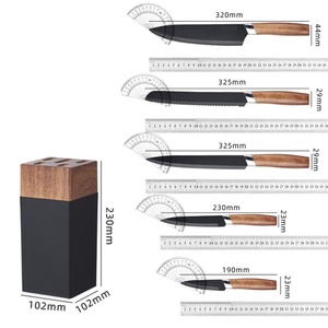 Ensemble de couteaux de cuisine en acier inoxydable de haute qualité avec manche en bois grainé, 6 pièces, pour hacher, trancher, couper en dés et découper la viande - Product Image 4